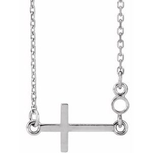 Platinum 2 mm Round Sideways Cross 16-18" Necklace Mounting