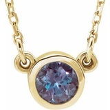 14K Yellow 4 mm Round Alexandrite Bezel-Set Solitaire 16" Necklace