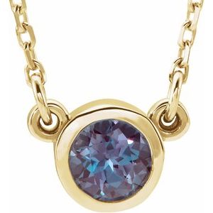 14K Yellow 4 mm Round Alexandrite Bezel-Set Solitaire 16" Necklace