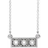 Platinum 3 mm Round Three-Stone Granulated Bar Necklace Mounting