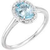 14K White 8x6 mm Natural Aquamarine & .04 CTW Natural Diamond Ring