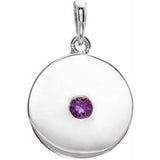 Platinum Natural Amethyst Disc Pendant