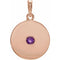 14K Rose Natural Amethyst Disc Pendant