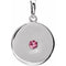 14K White Natural Pink Tourmaline Disc Pendant