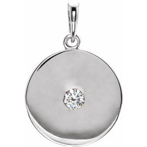 Sterling Silver 1/10 CTW Natural Diamond Disc Pendant