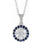 14K WhiteNatural Blue Sapphire & 1/3 CTWNatural Diamond 16-18