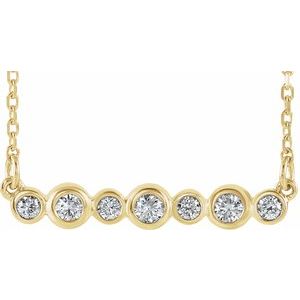 14K Yellow 1/5 CTW Natural Diamond Bezel-Set Bar 16-18" Necklace
