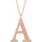 14K Rose Gold-Plated Sterling Silver Engravable Imitation Blue Zircon Initial A 18