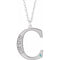 Rhodium-Plated Sterling Silver Engravable Imitation Blue Zircon Initial C 18