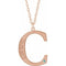 14K Rose Gold-Plated Sterling Silver Engravable Imitation Blue Zircon Initial C 18