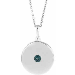 Sterling Silver Natural Alexandrite Disc 16-18" Necklace
