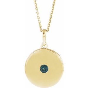 14K Yellow Natural Alexandrite Disc 16-18" Necklace