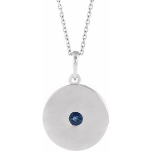 Platinum Lab-Grown Blue Sapphire Disc 16-18" Necklace