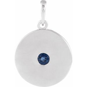 Platinum Lab-Grown Blue Sapphire Disc Pendant