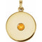 14K Yellow Natural Citrine Disc Pendant