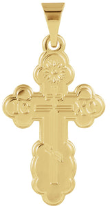 14K Yellow Gold St. Olga Orthodox Cross Pendant