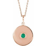 14K Rose Lab-Grown Emerald Disc 16-18" Necklace