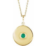 14K Yellow Lab-Grown Emerald Disc 16-18" Necklace