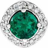 14K White Lab-Grown Emerald & .08 CTW Natural Diamond Pendant