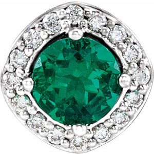 Platinum Lab-Grown Emerald & .08 CTW Natural Diamond Pendant