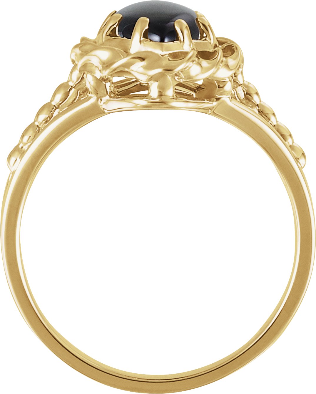 14K Yellow Gold Natural Onyx Rope Ring