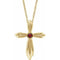 14K Yellow Natural Mozambique Garnet Cross 16-18