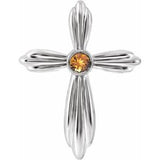 Platinum Natural Citrine Cross Pendant
