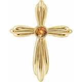 14K Yellow Natural Citrine Cross Pendant