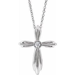 Platinum .06 CTW Natural Diamond Cross 16-18" Necklace