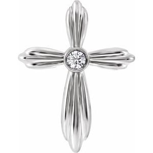 Sterling Silver .06 CTW Natural Diamond Cross Pendant