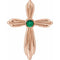 14K Rose Lab-Grown Emerald Cross Pendant