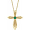 14K Yellow Natural Emerald Cross 16-18