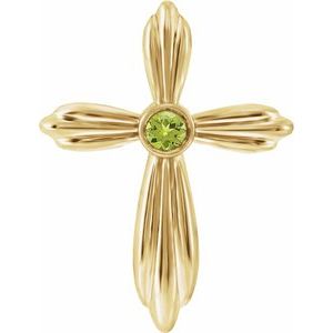 14K Yellow Natural Peridot Cross Pendant