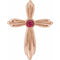 14K Rose Lab-Grown Ruby Cross Pendant