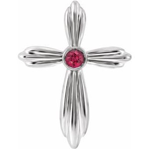Sterling Silver Lab-Grown Ruby Cross Pendant