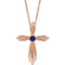 14K Rose Lab-Grown Sapphire Cross 16-18