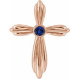 14K Rose Lab-Grown Sapphire Cross Pendant