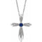 Platinum Natural Blue Sapphire Cross 16-18