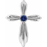 Platinum Lab-Grown Sapphire Cross Pendant