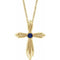 14K Yellow Lab-Grown Sapphire Cross 16-18
