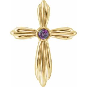 14K Yellow Natural Alexandrite Cross Pendant