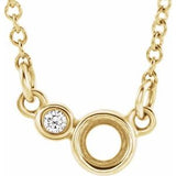 14K Yellow 3 mm Round .02 CTW Natural Diamond Semi-Set 16" Necklace