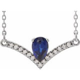 Platinum Lab-Grown Blue Sapphire & .06 CTW Natural Diamond 16" Necklace