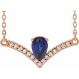 14K Rose Lab-Grown Blue Sapphire & .06 CTW Natural Diamond 18" Necklace