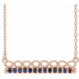 14K Rose Natural Blue Sapphire Infinity-Inspired Bar 18" Necklace