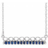 14K White Natural Blue Sapphire Infinity-Inspired Bar 16" Necklace