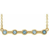 14K Yellow Natural Aquamarine Bezel-Set Bar 16" Necklace