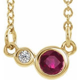 14K Yellow Natural Ruby & .02 CTW Natural Diamond 16" Necklace