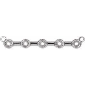 10K White 2 mm Round Bezel-Set Bar Necklace Center
