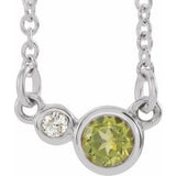 14K White Natural Peridot & .02 CTW Natural Diamond 16" Necklace